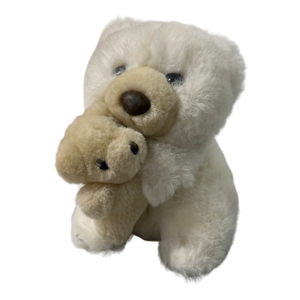 Polar Bear and Cub 8 inch plush Baby‎ Bear White